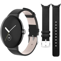 NINKI for Google Pixel Watch 3 41MM Band/Pixel Watch 2 Band/Pixel Watch Band Women (Black with Beige)Leather Watch Replacement Band for Google Pixel Watch 2 Band Leather Pixel Watch 3 41MM Strap