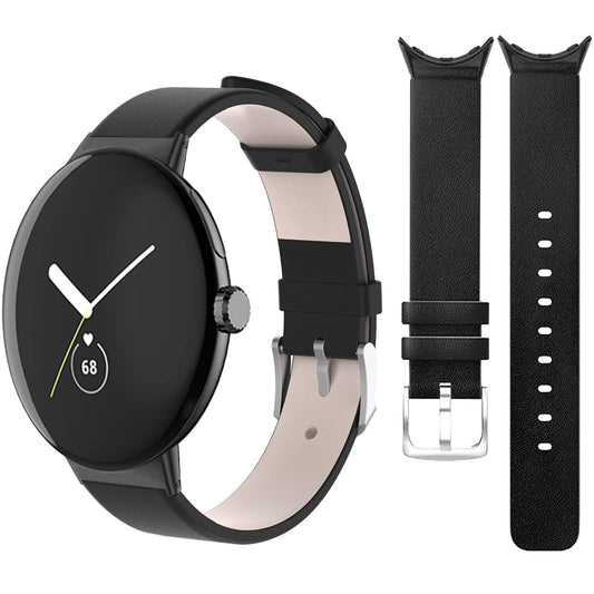 NINKI for Google Pixel Watch 3 41MM Band/Pixel Watch 2 Band/Pixel Watch Band Women (Black with Beige)Leather Watch Replacement Band for Google Pixel Watch 2 Band Leather Pixel Watch 3 41MM Strap