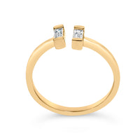 14K Yellow Gold Plated Sterling Silver 1/5 Cttw Baguette Diamond Open Band Ring