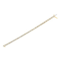 10K Yellow Gold 4.0 Cttw Alternating Baguette & Round Cut Diamond Bezel- & Prong-Set 7" Tennis Bracelet (G-H Color, SI1-SI2 Clarity)
