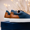 65-229-NVY Diaz Rubberized Calfskin Sneaker Navy