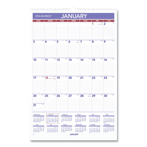 AT-A-GLANCE® Monthly Wall Calendar with Ruled Daily Blocks