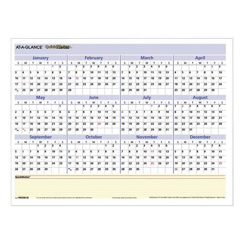AT-A-GLANCE® QuickNotes® Mini Erasable Wall Planner