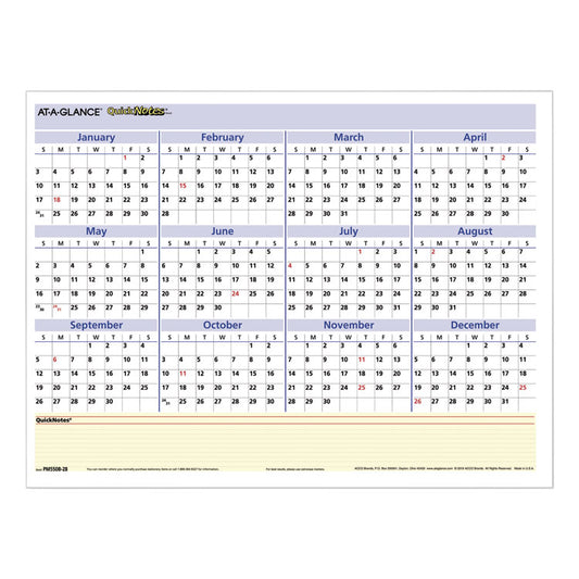 AT-A-GLANCE® QuickNotes® Mini Erasable Wall Planner