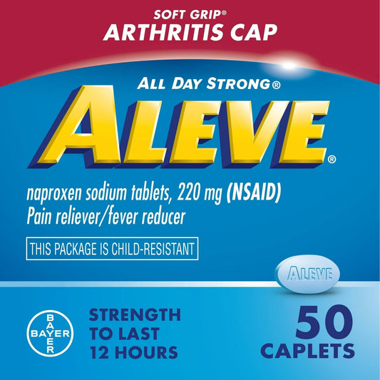 Aleve Caplets Soft Grip Arthritis Cap Naproxen Sodium Pain Reliever, 50 Count EasyOptionXY LLC