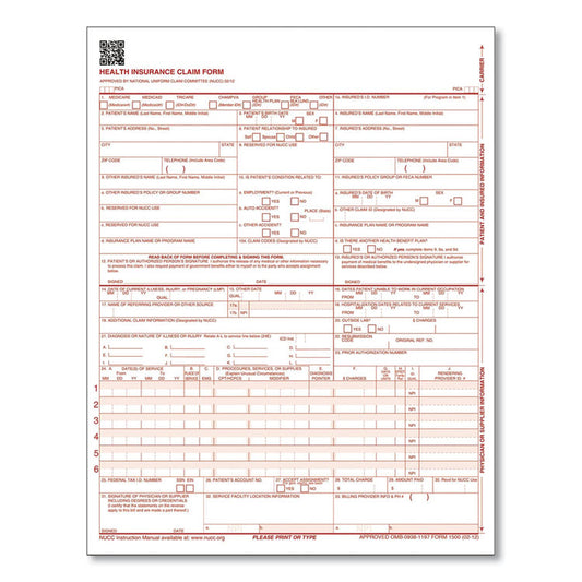 Adams® CMS Health Insurance Claim Form