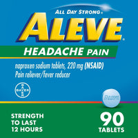 Aleve Headache Pain Reliever Naproxen Sodium Tablets, 90 Count EasyOptionXY LLC