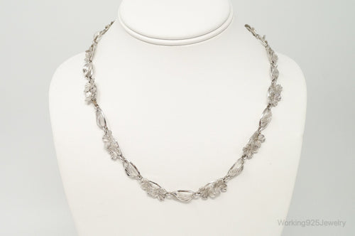 Antique SB Floral Art Nouveau Link Sterling Silver Necklace