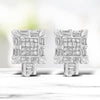 14K White Gold 1.0 Cttw Princess and Baguette-Cut Diamond Square Framed Huggie Hoop Omega Earrings (H-I Color, SI1-SI2 Clarity)