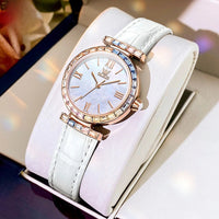 Women's Rose Gold Quartz Watch Petite Leather Strap Dial