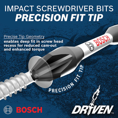 BOSCH ITDPH3102 2 pc. Driven 1 In. Impact Phillips® #3 Insert Bits