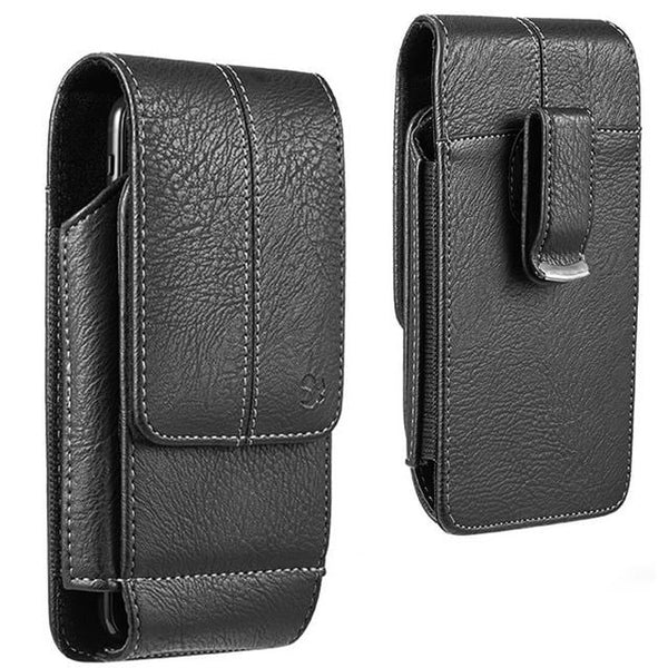 6.5-inch Vertical Black PU Leather Universal Cell Phone Wallet Holster Pouch with Belt Clip and Card Slots EasyOptionXY LLC