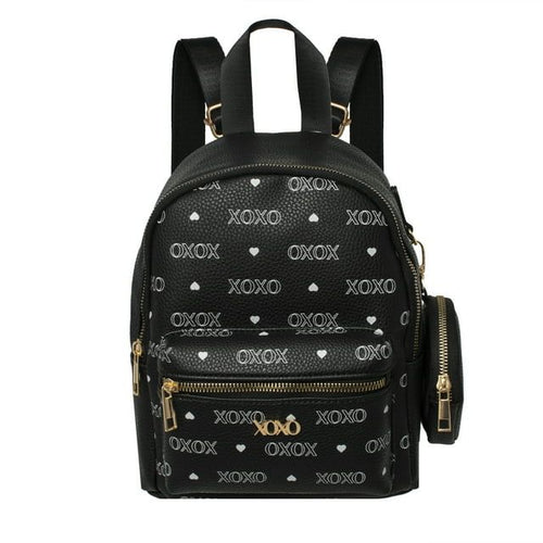 XOXO All over Print Urban Heart Black Leather Everyday Backpack with Coin Pouch for Women EasyOptionXY LLC