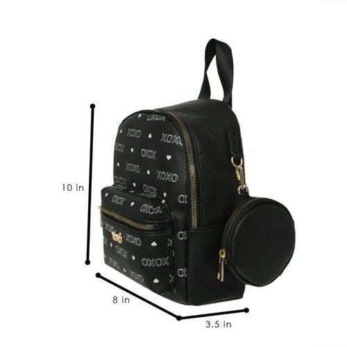 XOXO All over Print Urban Heart Black Leather Everyday Backpack with Coin Pouch for Women EasyOptionXY LLC