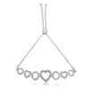 .925 Sterling Silver 1/10 Cttw Round-Cut Diamond Heart-Link Adjustable Bolo Bracelet ( H-I Color, I2-I3 Clarity) - 6"-9" Adjustable