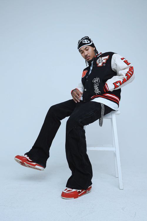 Manifest Varsity Jacket (Black) Fly Supply Co