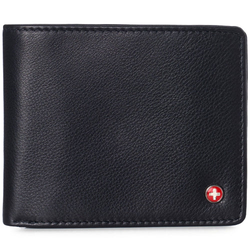 Alpine Swiss Mens Leather RFID Bifold Wallet 2 ID Windows Divided Bill Section EasyOptionXY LLC