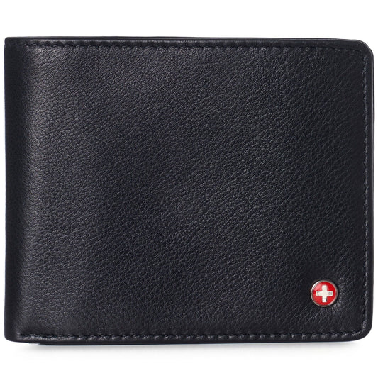 Alpine Swiss Mens Leather RFID Bifold Wallet 2 ID Windows Divided Bill Section EasyOptionXY LLC