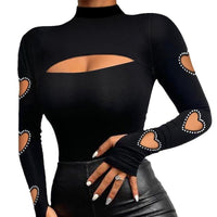 Heart Cutout Beaded Long-Sleeve Top | Sexy Country Chic Fashion for Women