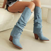Denim Cowboy Slouch Boots | Stylish Knee-High Cowboy Boots for Cowgirls