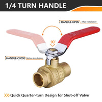1" Sweat Ball Valve, Red (Lead Free)