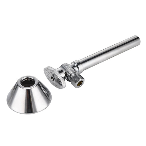 1/2" Sweat x 3/8" OD Compr. Angle Stop Valve, w/5" Angle Extension, 1/4-Turn (Lead Free)