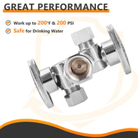 1/2" FIP x 3/8" OD Compr. x 3/8" OD Compr. Dual Stop Valve, 1/4 Turn (Lead Free)