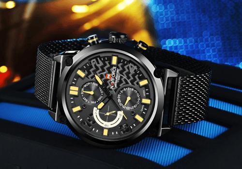 Men's Multifunction Analog Quartz Watches Waterproof Wrist Watch With Stainless Steel Mesh Band Excellent Design Perfect Gift