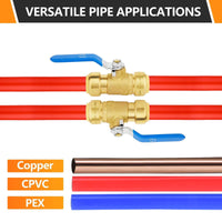 10 Pcs 1" Push Fit Ball Valve, Blue (Lead Free)