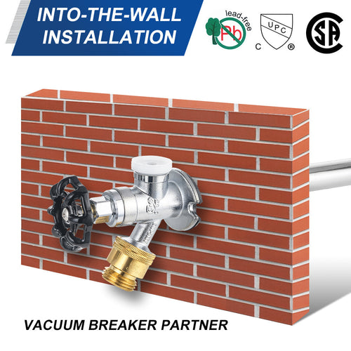 1/2" Push Fit x 3/4" Hose Bibb, 10" Anti Siphon Frost Free Sillcock