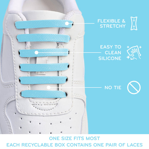 Light Blue Stretchy Tieless Silicone Elastic Shoelaces | 16 Straps The Original Stretchlace