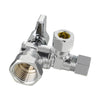 1/2" NOM (5/8" OD) Inlet x 3/8" OD Outlet x 3/8" OD Outlet Split Angle Stop Valve, 1/4 Turn (Lead Free)