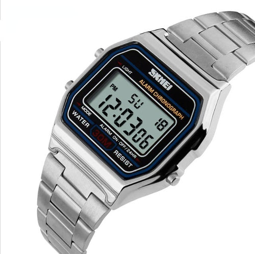 New Digital Men Luxury Retro Men's Sport Wristwatch Fashion Stopwatch Electronic Watches For Mens With  Alarm Clock