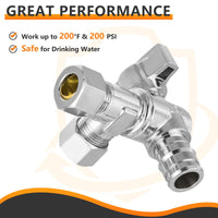 1/2" Pex-a Expansion (F1960) Inlet x 3/8" OD Compr. x 3/8" OD Compr. Split, Angle Stop Valve, Quarter Turn (Lead Free) Plumbingsell
