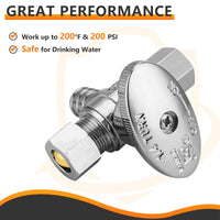 1/2" PEX Crimp x 3/8" OD Compr. x 3/8" OD Compr. Dual Outlet Angle Stop Valve, 1/4 Turn (Lead Free) Plumbingsell