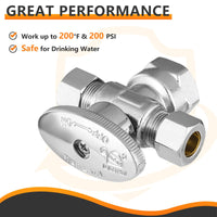 1/2" FIP x 3/8" OD Compr. x 3/8" OD Compr. Dual Angle Stop Valve, 1/4 Turn (Lead Free)