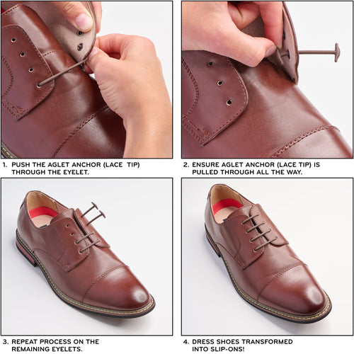 Brown No Tie Elastic Silicone Dress Shoe Laces