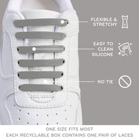 Grey Stretchy Tieless Silicone Elastic Shoelaces | 20 Straps The Original Stretchlace