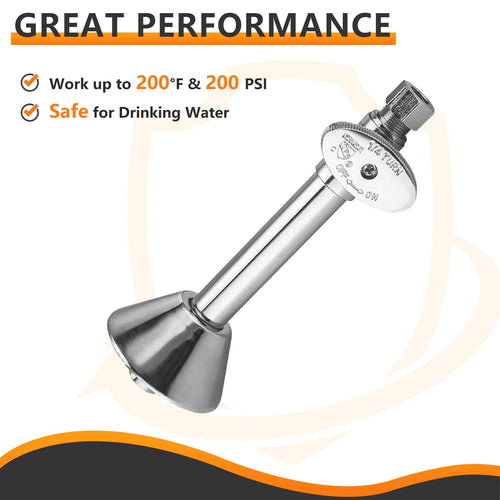 10 Pcs 1/2" Sweat x 3/8" OD Compr. Straight Stop Valve, w/5" Straight Extension, 1/4-Turn (Lead Free) Plumbingsell