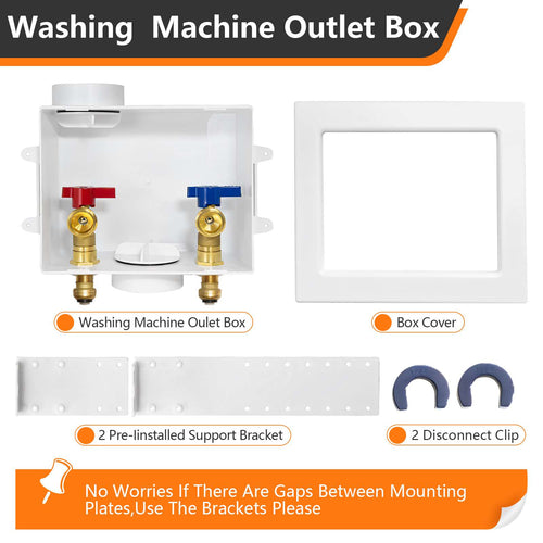 1/2" Push Fit Inlet, Washing Machine Outlet Box Plumbingsell