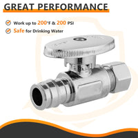 1/2" PEX Expansion x 3/8" OD Compr. Straight Stop Valve, 1/4 Turn (Lead Free) Plumbingsell