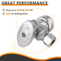 10 Pcs 1/2" Push Connect x 3/8" OD Compr. Angle Stop Valve, 1/4 Turn (Lead Free) Plumbingsell