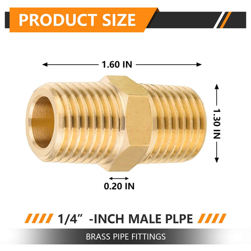1/4" Male NPT Brass Hex Connector