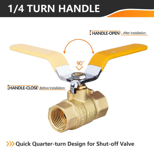 1" FNPT Ball Valve, Yellow (Lead Free)