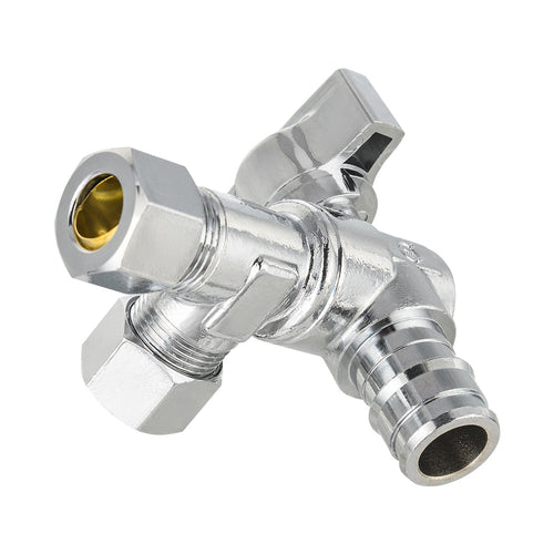 10 Pcs 1/2" Pex-a Expansion (F1960) Inlet x 3/8" OD Compr. x 3/8" OD Compr. Split, Angle Stop Valve, Quarter Turn (Lead Free) Plumbingsell