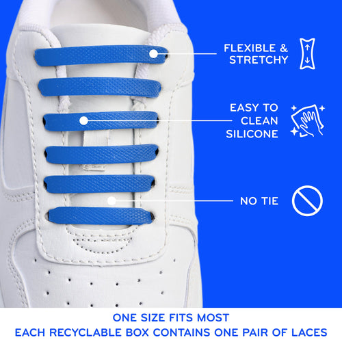 Blue Stretchy Tieless Silicone Elastic Shoelaces | 20 Straps The Original Stretchlace