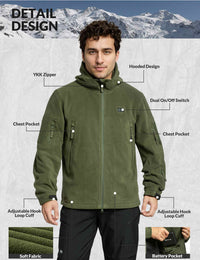 ANTARCTICA GEAR Fleece Heating Jacket, Fit Zip Hood Winter Jacket For Men