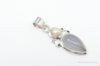 Large Designer Supreme Jewelers Blue Chalcedony Pearl Sterling Necklace Pendant