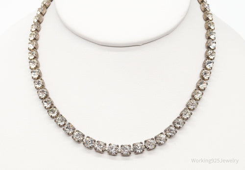 Antique Rhinestone Sterling Silver Necklace 14"