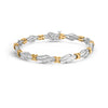 10k Two-Toned Gold 2.00 Cttw Channel Set Baguette-Diamond Weave and  "X" Spiral Link Bracelet (H-I Color, I1-I2 Clarity) - 7"